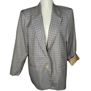 Vintage Womens Requirements 14 Houndstooth Plaid Blazer Jacket  Made Is USA